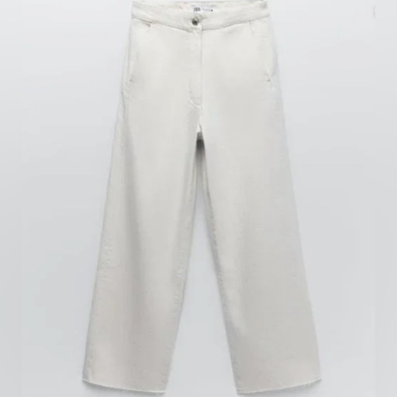 NWT Zara The Alma Wide Leg Denim in Ecru - Picture 6 of 14